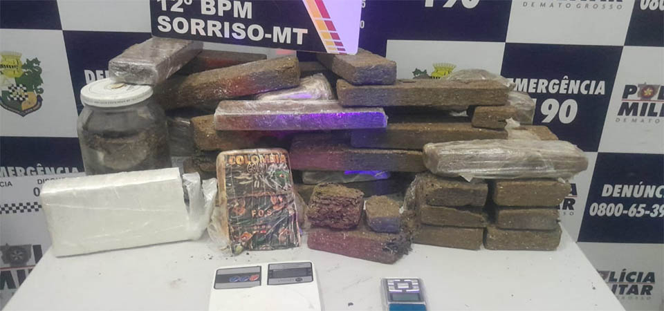 PM prende homem por tráfico e apreende 33 quilos de entorpecentes