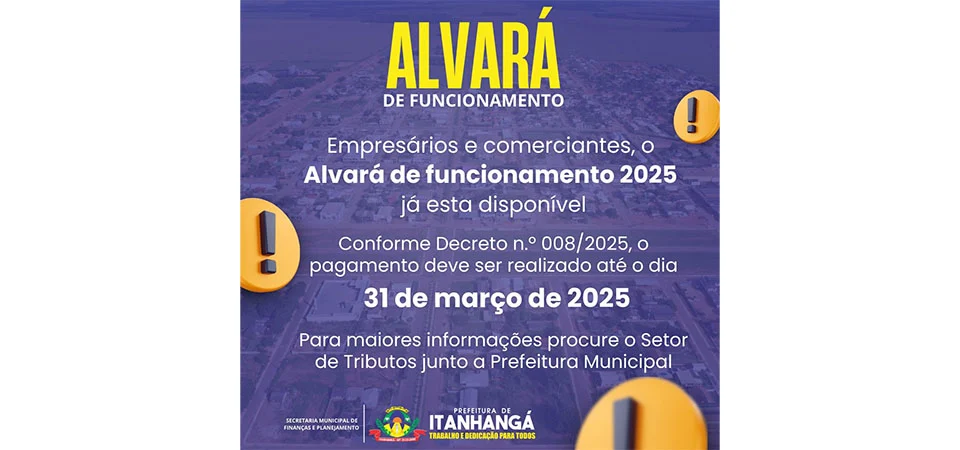 Itanhangá: Alvará 2025 Já Disponível: Confira o Prazo para Pagamento