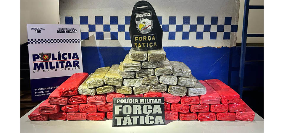 Brasnorte: Mulher é presa pela Força Tática com 56 quilos de maconha