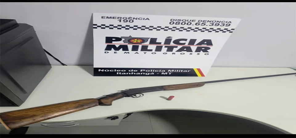 Itanhangá: Polícia militar apreende espingarda e conduz suspeito por ameaça em zona rural