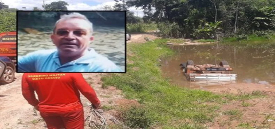 Policial aposentado morre submerso em lagoa após caminhonete capotar