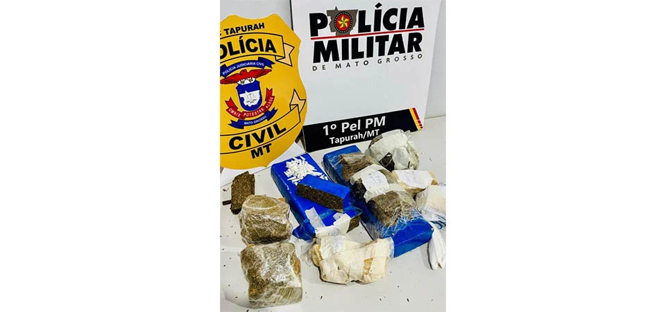 Tapurah: Polícias Militar e Civil prendem membro de facção por tráfico e apreendem 4,7 quilos de drogas