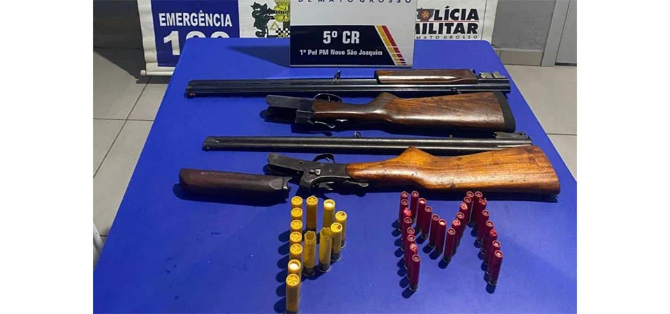 PM prende dois homens com espingarda, munições e 34 quilos de carne de animais silvestres
