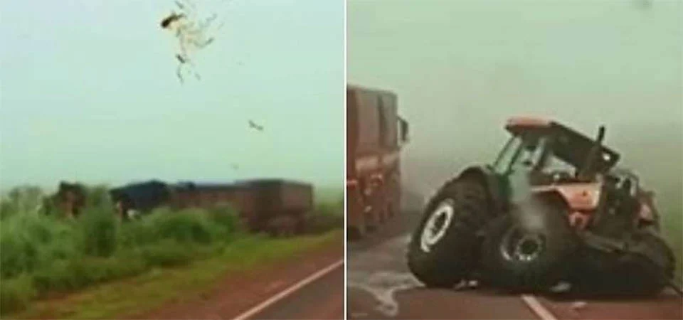 Motorista de carreta morre em batida com trator