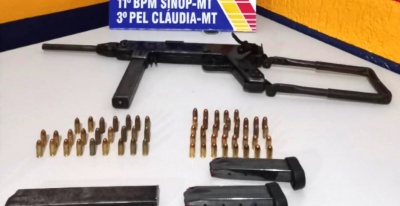 PM apreende submetralhadora em assentamento durante patrulha