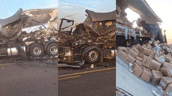 Motorista morre em acidente entre duas carretas em rodovia de MT