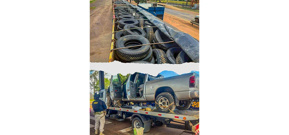 PRF apreende mais de 230 kg de drogas e 312 pneus de origem estrangeira