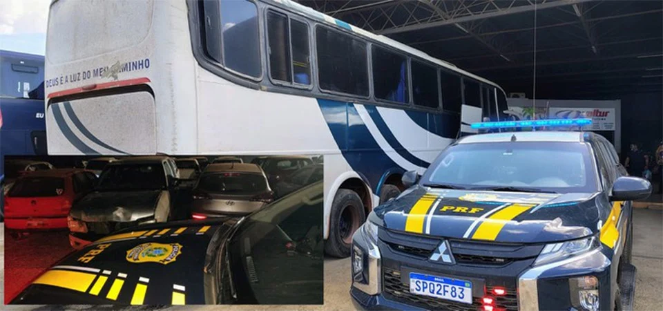 PRF retira de circulação ônibus clandestino e recupera caminhonete furtada