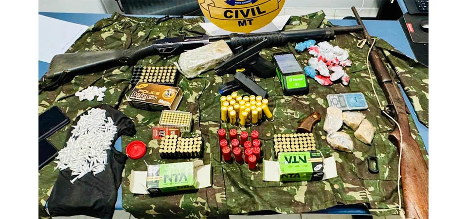 Tapurah: Polícia Civil desmantela ponto de tráfico, prostituição e esconderijo de armas de facção
