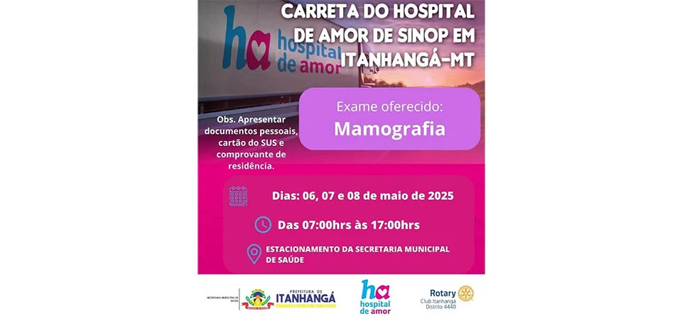 Itanhangá: Carreta do Hospital de Amor de Sinop realiza exames de mamografia