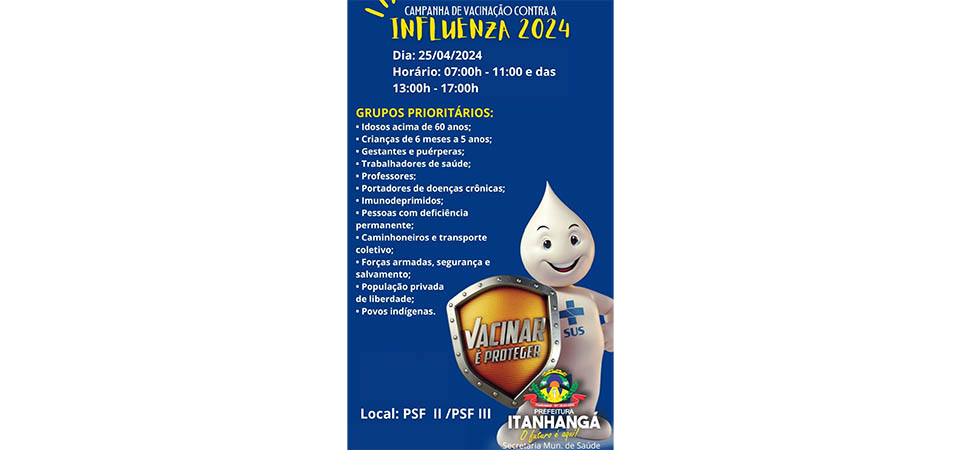 Itanhangá: Secretaria de Saúde reforça o chamado para a vacinação contra a gripe