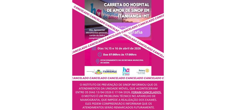 Itanhangá: Vinda da Carreta para realizar exames de mamografia foi CANCELADA