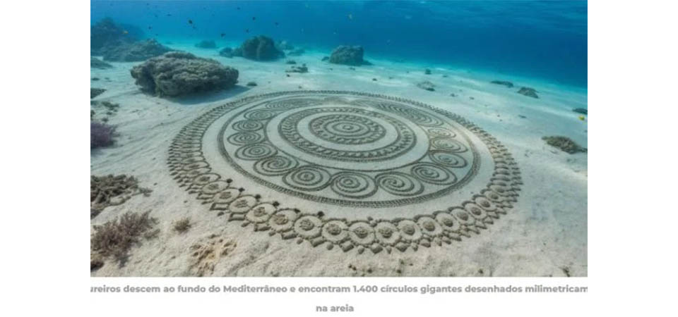 Aventureiros descem ao fundo do Mediterrâneo e encontram 1.400 círculos gigantes desenhados milimetricamente na areia