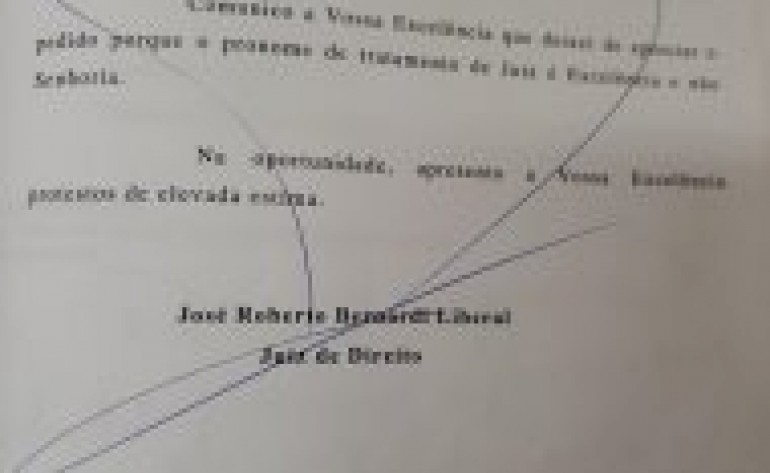 Juiz exige ser tratado por Vossa Excelência