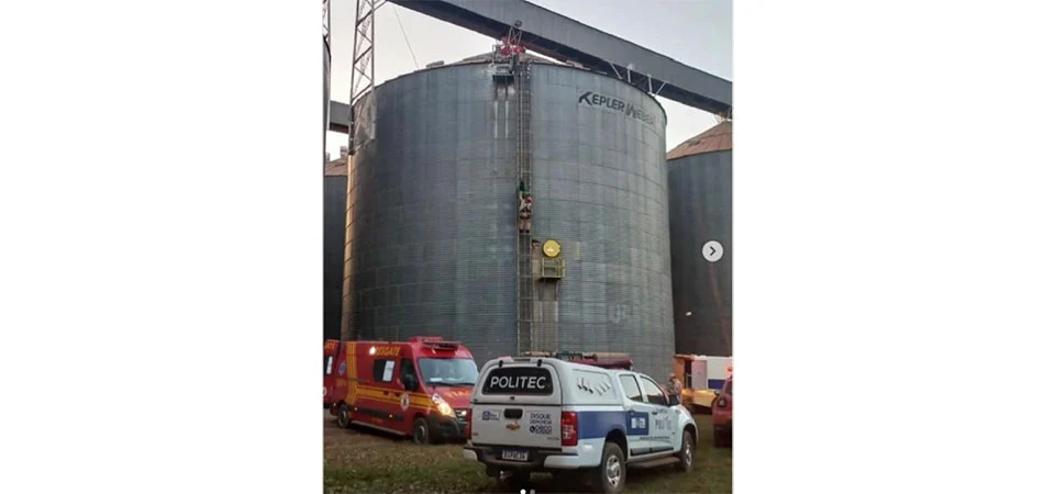 Trabalhador cai de andaime e morre durante obra em silo de fazenda