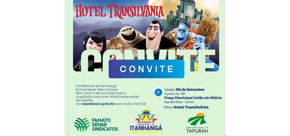 Itanhangá: Prefeitura convida toda a população para uma sessão de cinema na Praça União Da Vitória