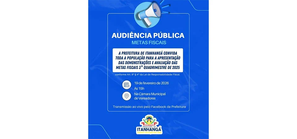 Itanhangá: Prefeitura convoca população para Audiencia Pública sobre metas fiscais