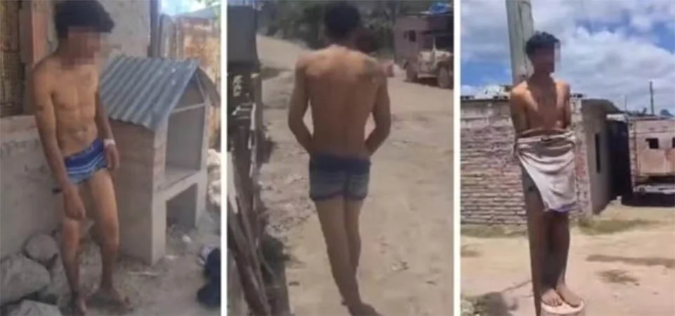 Comerciante deixa de cueca suspeito de roubo e o amarra a poste. Vídeo