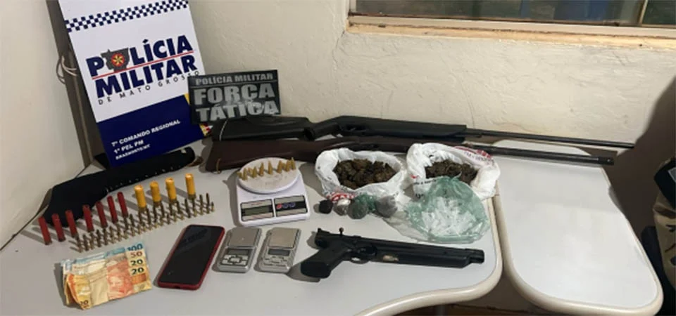 Brasnorte: Força Tática apreende armas, drogas e prende dois suspeitos durante operação
