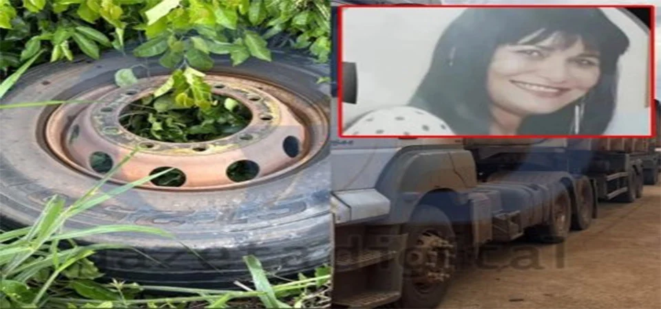 Roda solta de caminhão; atravessa rodovia e mata mulher