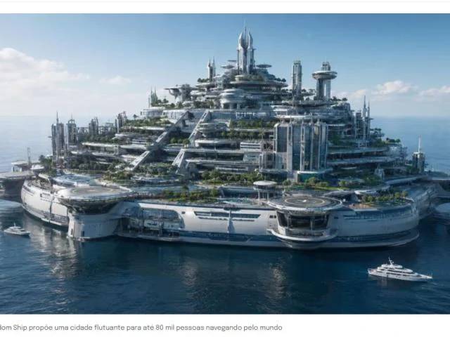 Uma cidade flutuante para 80 mil pessoas voltou ao radar com estádio, escolas, hospital e 8 helipontos no mar