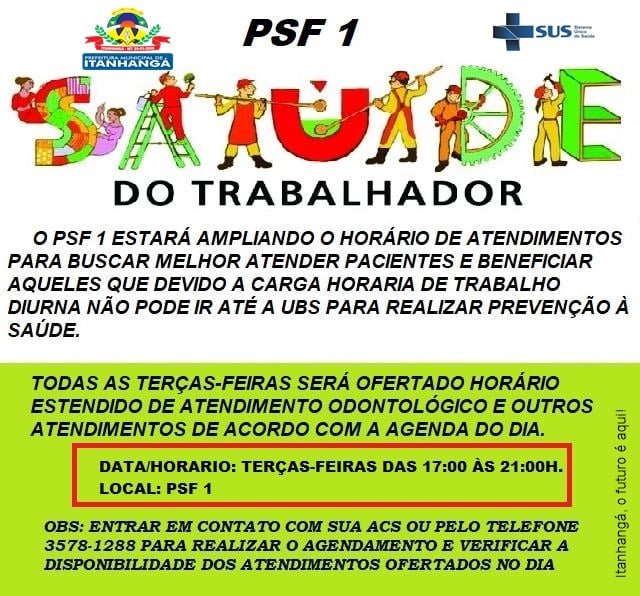Itanhangá: Trabalhadores terão atendimento no PSF em horário noturno