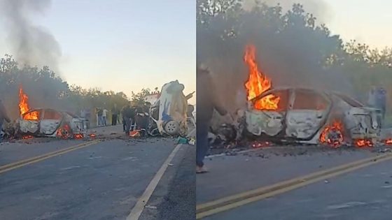 Quatro pessoas morrem presas às ferragens em acidente entre dois carros