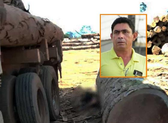 Motorista é esmagado por tora de madeira e morre na hora