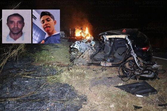 Pai e filho morrem em grave acidente entre quatro veículos na BR-163. Fotos