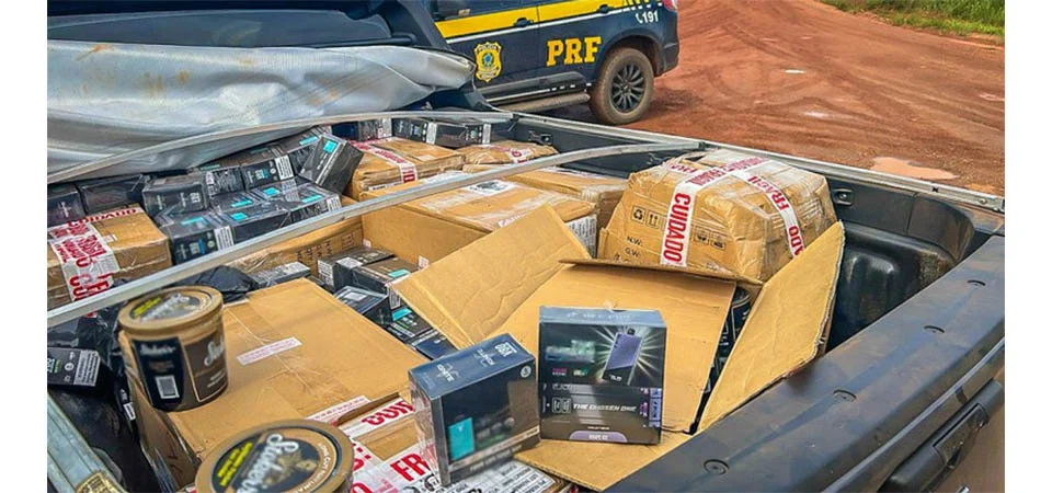 PRF apreende grande quantidade de mercadorias contrabandeadas em ação na BR-163