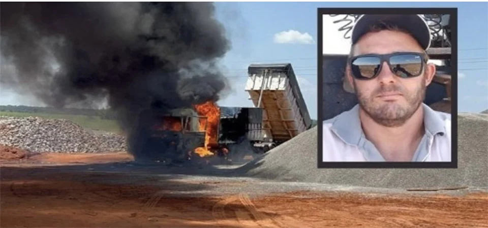 Motorista morre eletrocutado e carbonizado durante descarregamento de brita