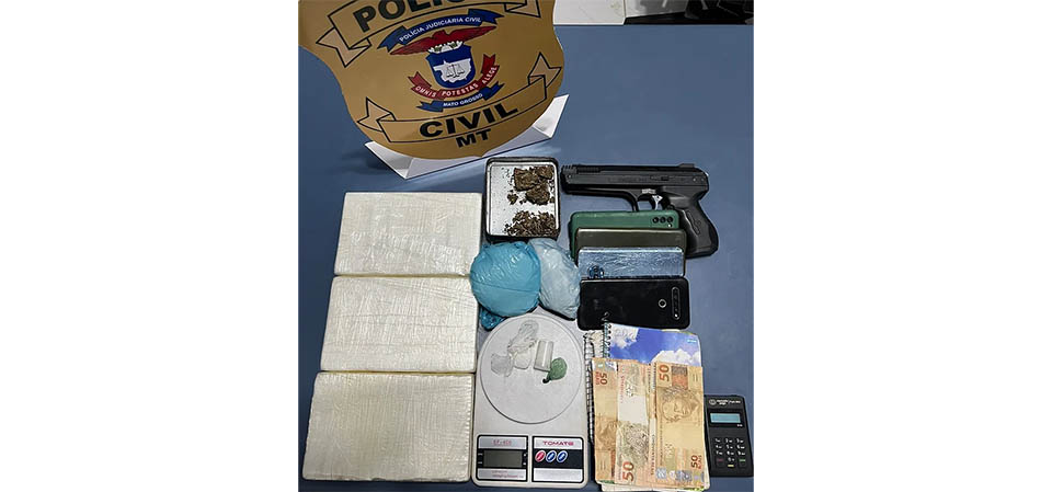 Tapurah: Polícia Civil apreende três quilos de cocaína e prende dois traficantes