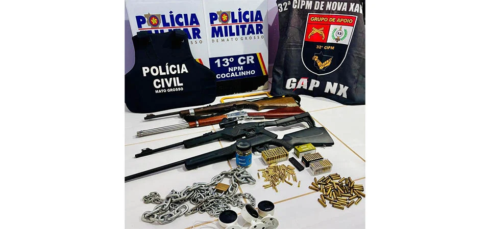 Policiais de MT frustram 57ª invasão de terras, prendem seis suspeitos e apreendem arsenal de armas