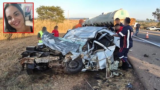 Mulher morre presa às ferragens em grave acidente entre carro e carreta