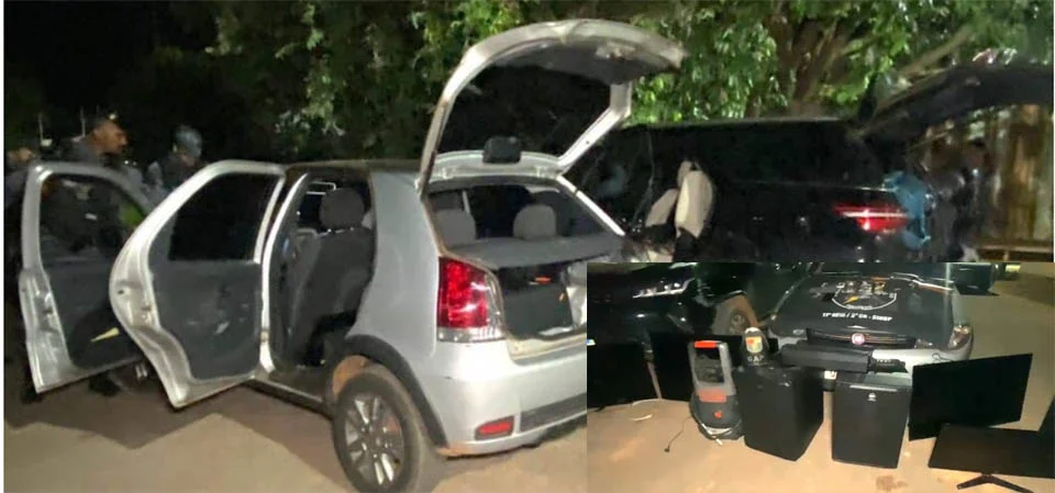 PM prende trio por roubos em fazenda, recupera veículos e apreende armas