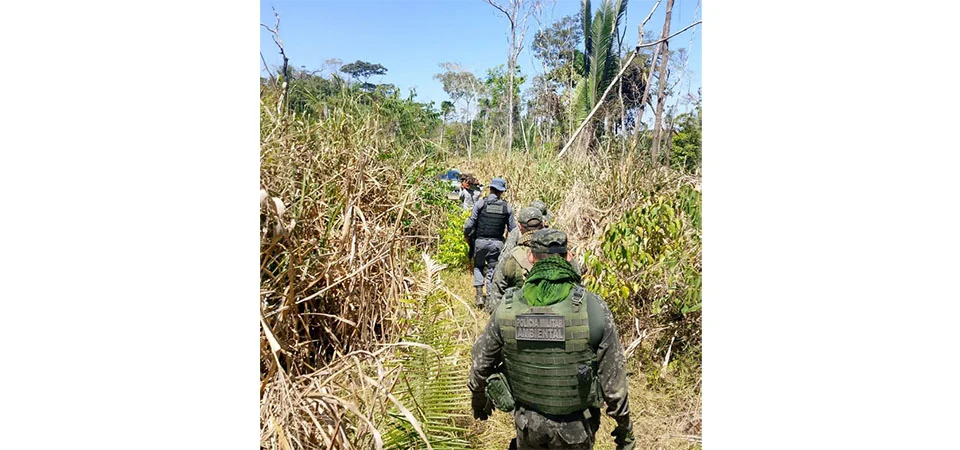 Polícia Militar fecha área de desmatamento ilegal em fazenda e prende três homens em flagrante