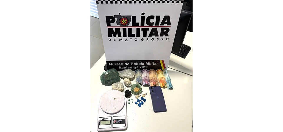 Itanhangá: Polícia Militar apreende drogas e prende traficante em liberdade condicional comercializando entorpecentes