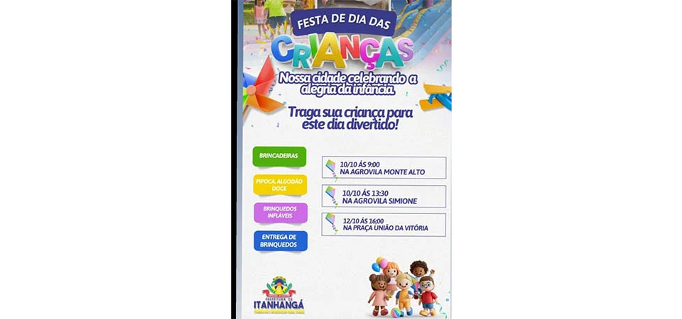 Itanhangá: Prefeitura prepara grande festa para as crianças