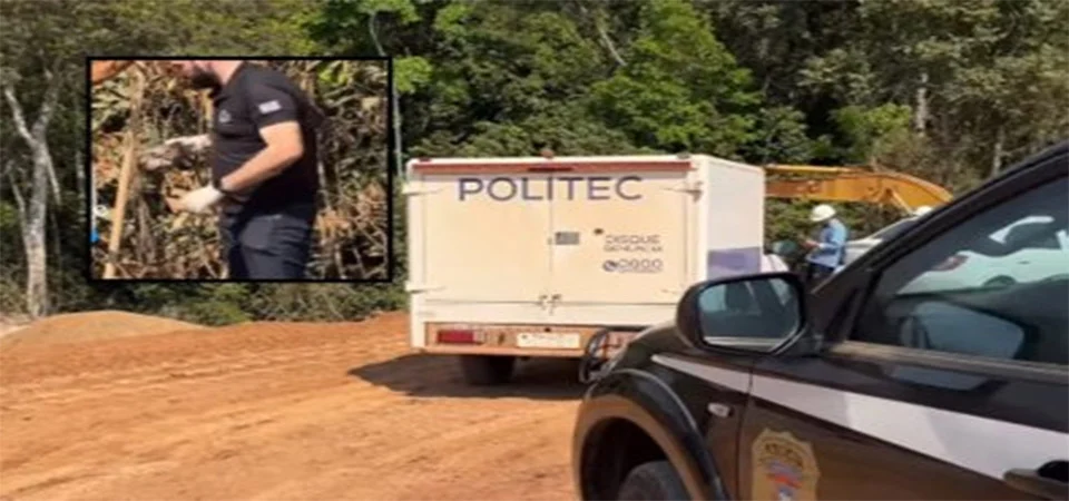 Crânio carbonizado é encontrado por trabalhadores de obra