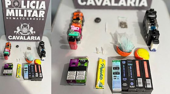 Homem é preso com cocaína, maconha, vapers e materiais para embalar drogas