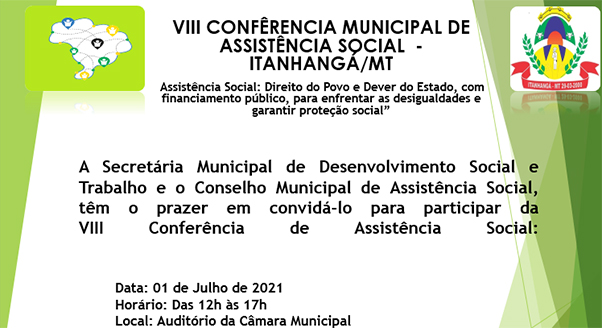 Itanhangá: Conferência Municipal de Assistência Social acontece hoje na Câmara Municipal