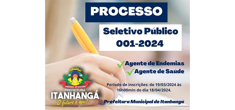 Itanhangá: Prefeitura vai contratar profissionais através de processo seletivo