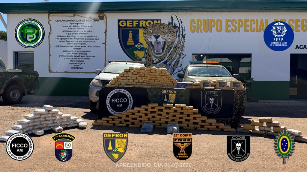 Forças de segurança apreendem 306 kg de drogas na fronteira de MT