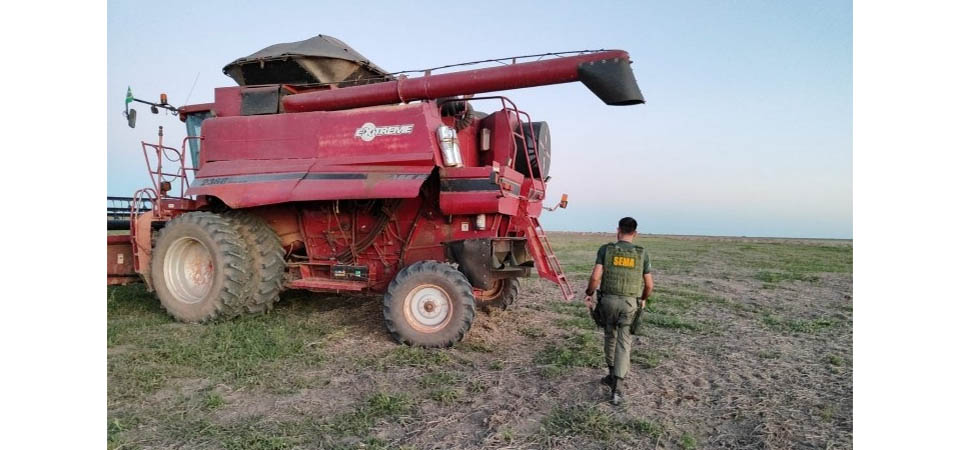 Sema-MT apreende colheitadeira de soja em área embargada e aplica multa de R$3,3 milhões