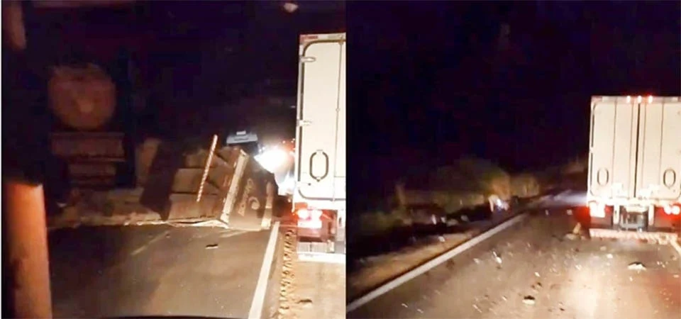 ATUALIZADA: Colisão frontal entre carro e carreta deixa 4 mortos na BR-364