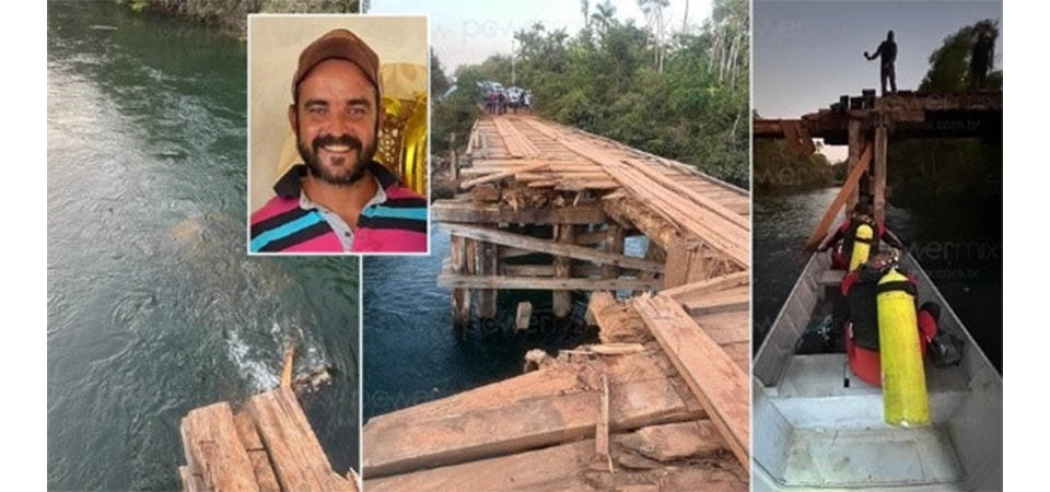 Nova Maringá: Caminhoneiro morre afogado após ponte ceder e caminhão cair no rio