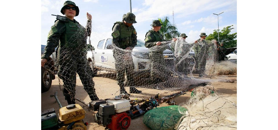 Sema apreende mais de 9 km de redes, tarrafas e embarcações durante a proibição da pesca